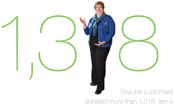SkyLine customers donated more than 1318 items